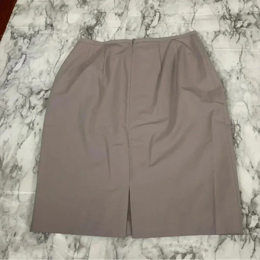 Lafayette 148 Virgin Wool Taupe Brown pencil Skirt size 2